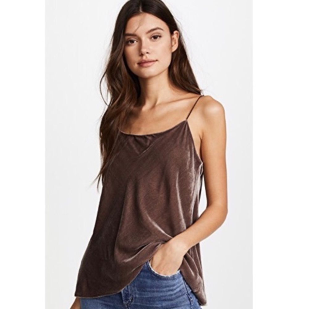 Vince Dusty Brown Mauve Velvet Cami Spaghetti Strap Tank Silk Blend Luxury XS